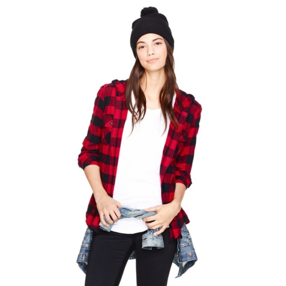 TNA Aritzia Boyfriend Flannel Hoodie